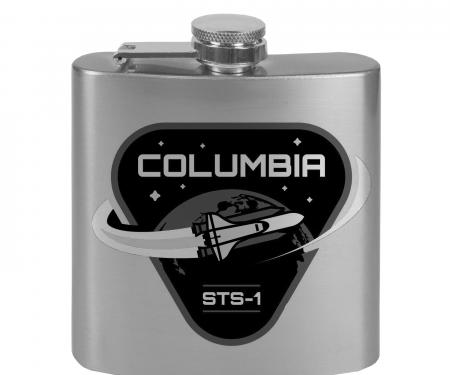 Stainless Steel Flask - 6 OZ - COLUMBIA STS-1 Space Shuttle Tonal Grays