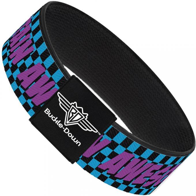 Buckle-Down Elastic Bracelet - CAPTAIN AWESOME Turquoise Checker/Fuchsia