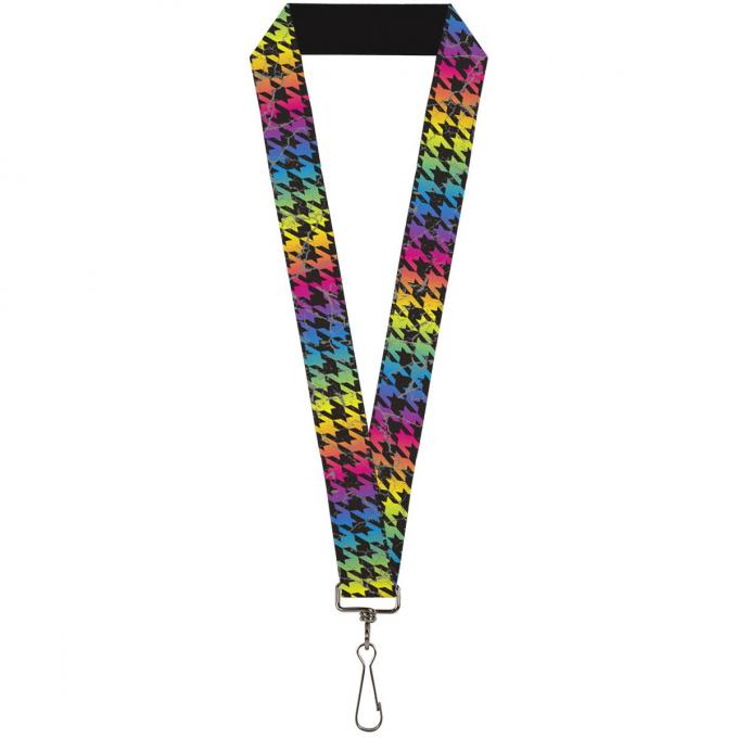 Buckle-Down Lanyard - Houndstooth Black/Rainbow