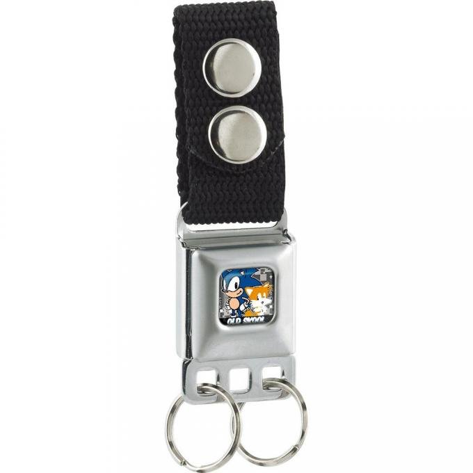 SONIC CLASSIC 
Keychain - Sonic & Tails Pose OLD SCHOOL/Blocks Full Color Grays