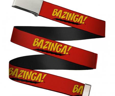 Blank Chrome 1.5" BO Buckle - BAZINGA! Red/Gold/Black Webbing