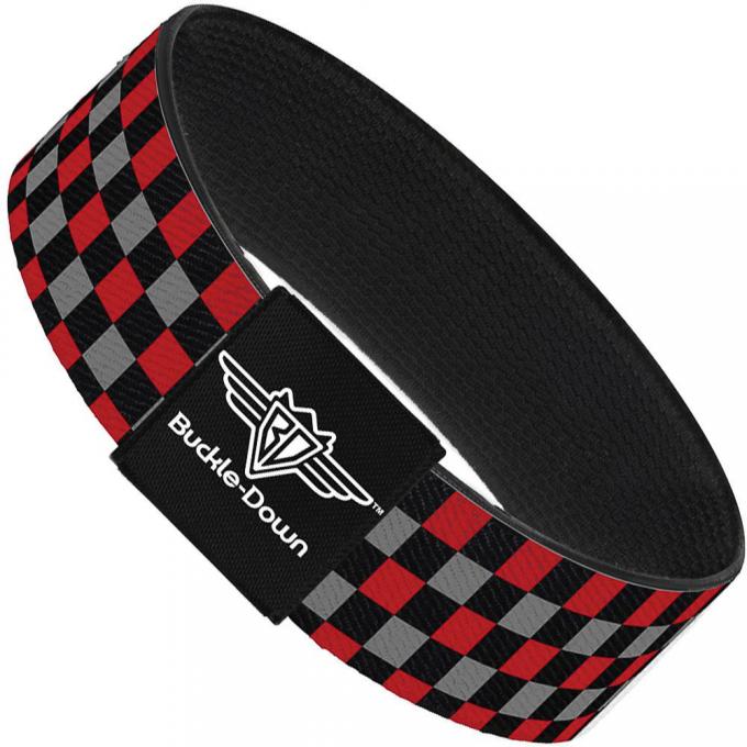 Buckle-Down Elastic Bracelet - Mini Checker Black/Gray/3 Red
