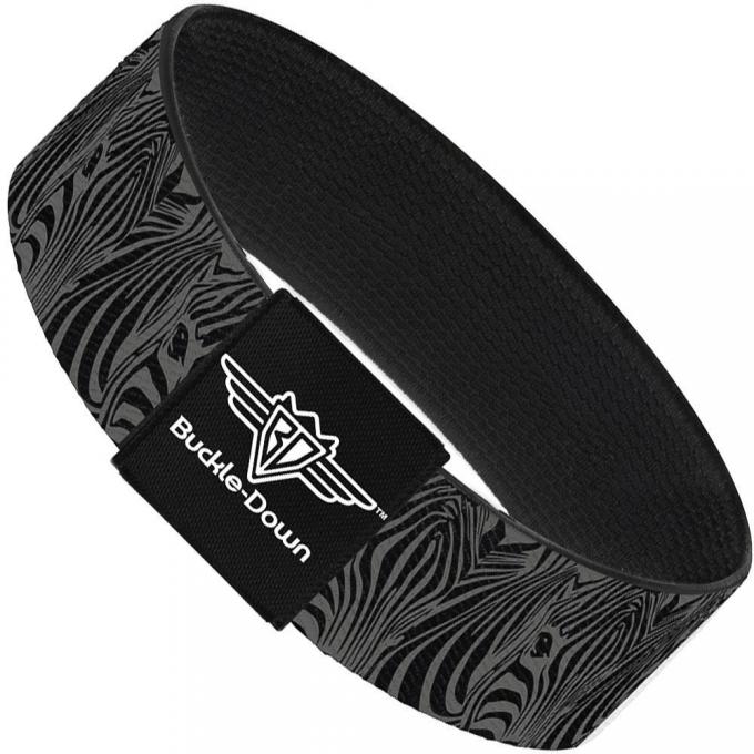 Buckle-Down Elastic Bracelet - Zebra Head Black/Gray