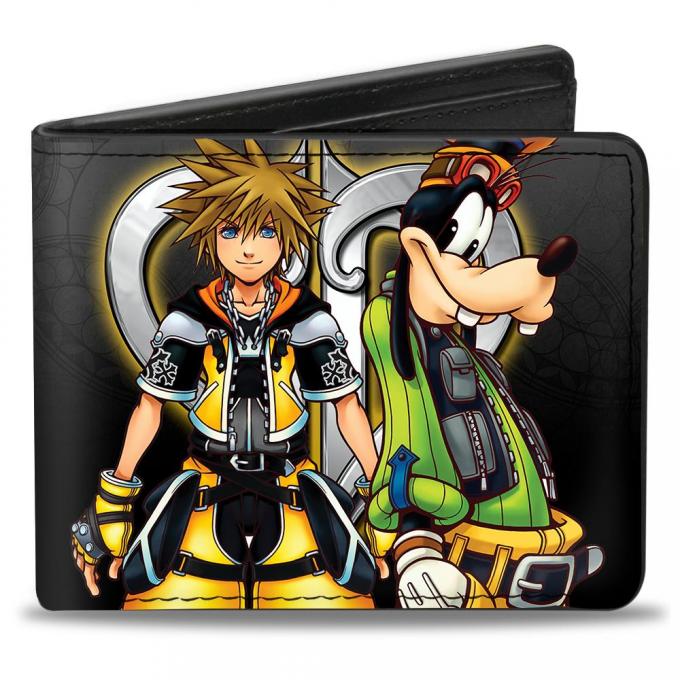 Bi-Fold Wallet - Kingdom Hearts II Master Form Sora/Goofy Pose/Logo Gray Fade