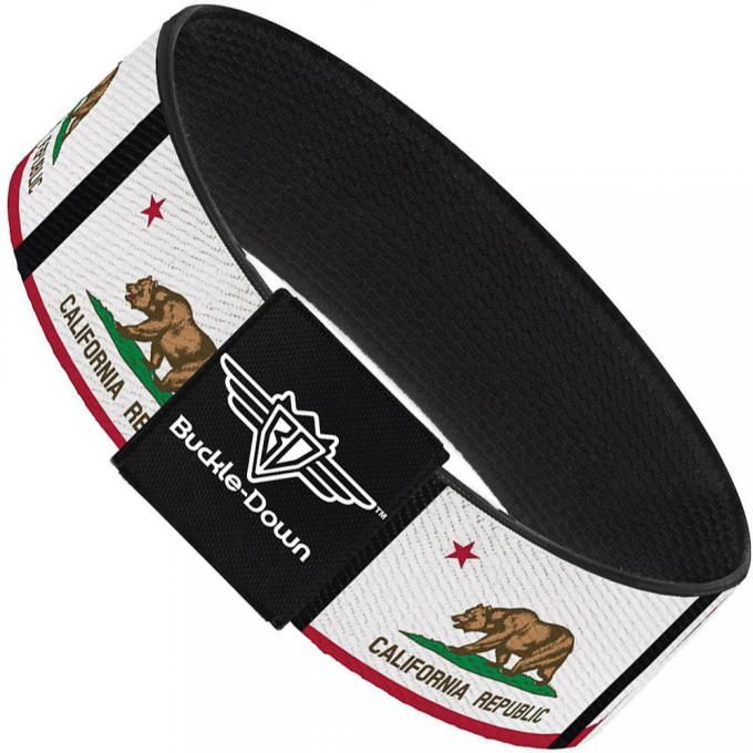 Buckle-Down Elastic Bracelet - California Flag Repeat/Black