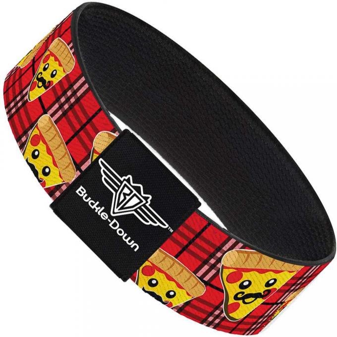 Buckle-Down Elastic Bracelet - Pizza Man Plaid Red