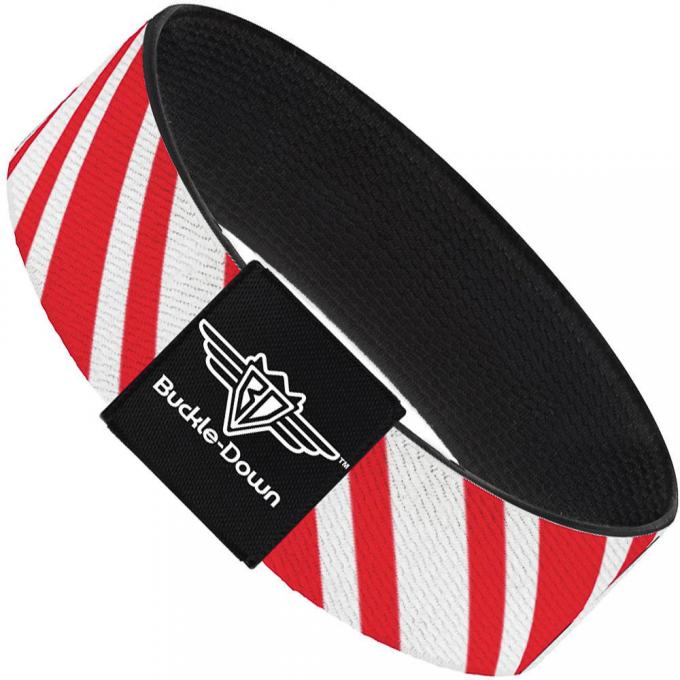 Buckle-Down Elastic Bracelet - Candy Cane3 Stripe White/3-Red