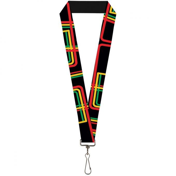 Buckle-Down Lanyard - Maze Lines Black/Rasta
