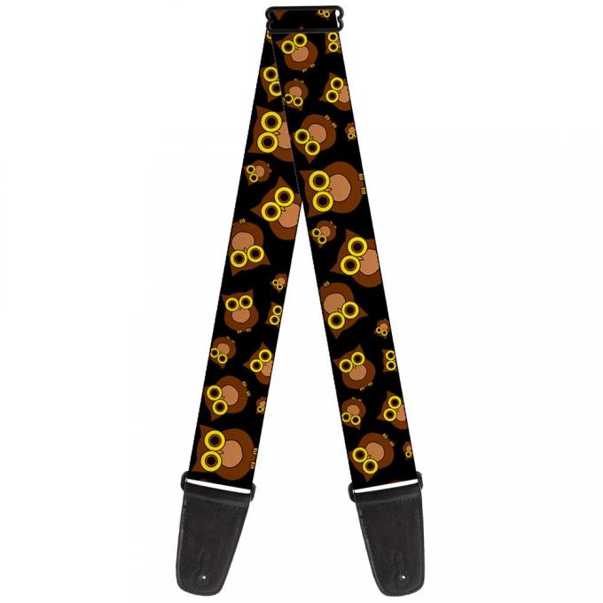 Guitar Strap - Owls Scattered Black/Brown/Yellow