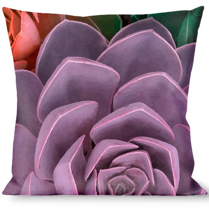 Buckle-Down Throw Pillow - Succulents Stacked Green/Pink/Orange