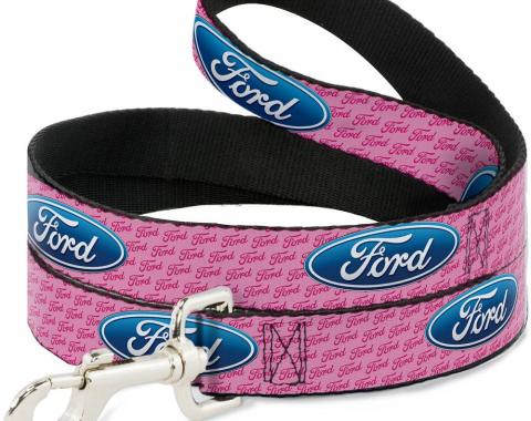 Dog Leash Ford Oval w/Text PINK