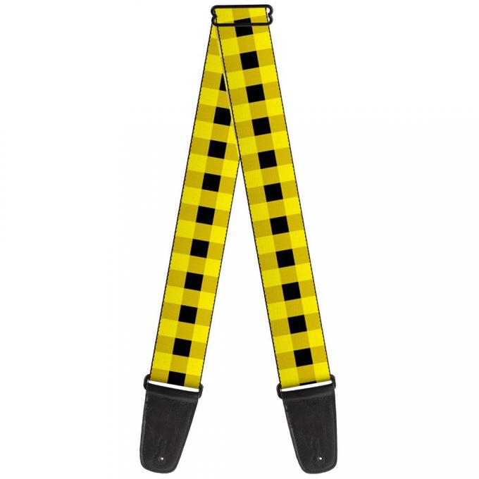 Guitar Strap - Buffalo Plaid Black/Neon Yellow