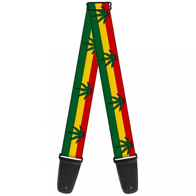Guitar Strap - Marijuana Leaf Repeat Rasta