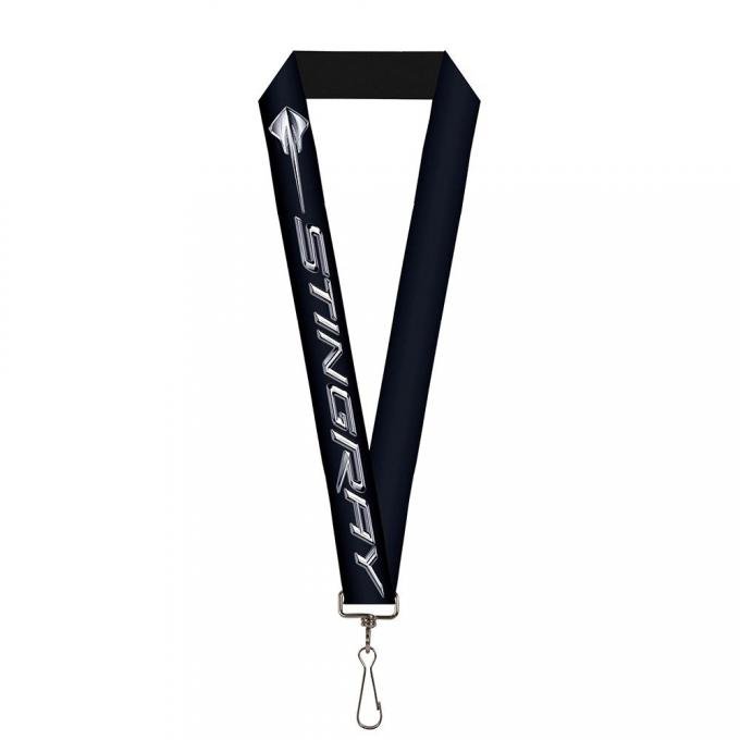 Lanyard - 1.0" - C7 STINGRAY Logo Black/Silver