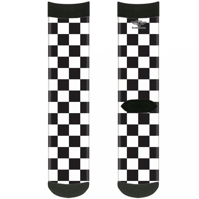 Sock Pair - Polyester - Checker Black/White - CREW
