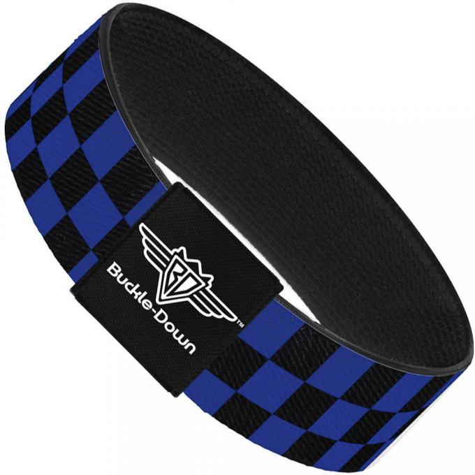 Buckle-Down Elastic Bracelet - Checker Black/Neon Blue