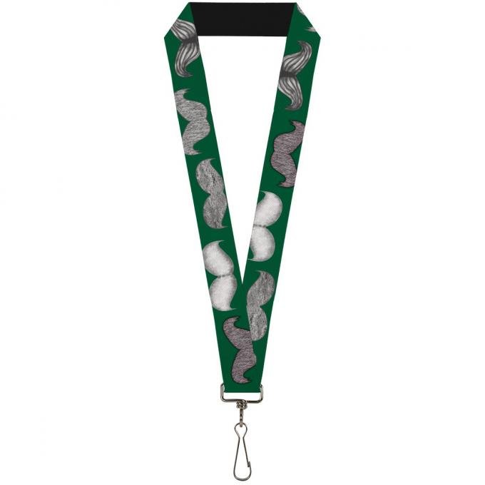 Buckle-Down Lanyard - Mustaches Green/Sketch