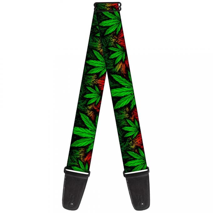 Guitar Strap - Marijuana Haze Rasta/Black