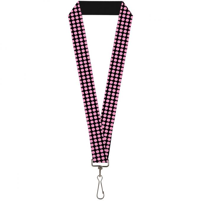 Buckle-Down Lanyard - Mini Polka Dots Black/Pink