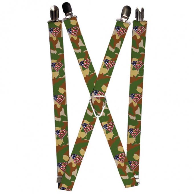 Suspenders - 1.0" - Americana Superman Shield/Camo Olive