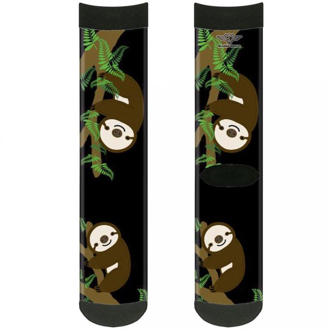Sock Pair - Polyester - Sloth Face/Hanging Black - CREW