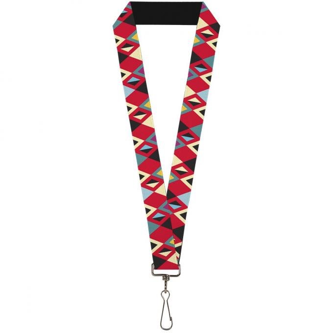 Buckle-Down Lanyard - Geometric9 Black/Red/Turquoise/Ivory