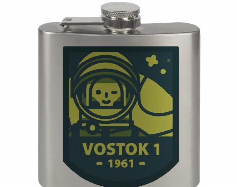 Stainless Steel Flask - 6 OZ - VOSTOK 1-1961 Cosmonaut Greens/Blues