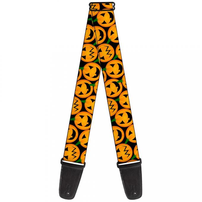 Guitar Strap - Jack-o'-Lantern Collage Black
