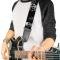 Guitar Strap - Geometric 3-D Skull Face/Chevron Black/Grays/White