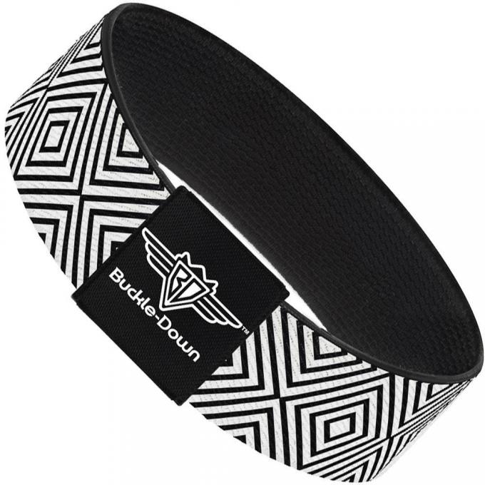 Buckle-Down Elastic Bracelet - Square Lines White/Black