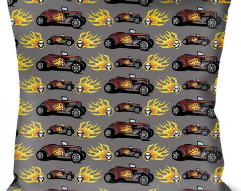 Buckle-Down Throw Pillow - Hot Rod w/Flame Skull