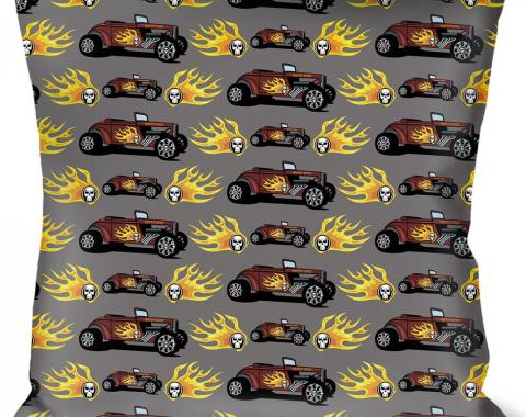 Buckle-Down Throw Pillow - Hot Rod w/Flame Skull