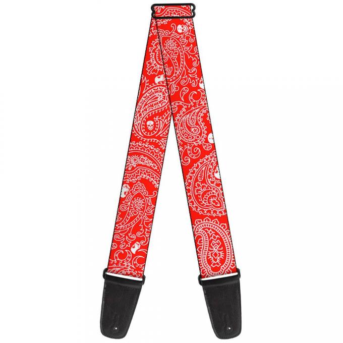 Guitar Strap - Bandana/Skulls Red/White