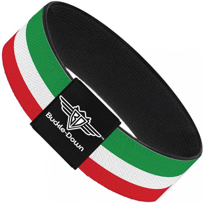 Buckle-Down Elastic Bracelet - Stripes Green/White/Red