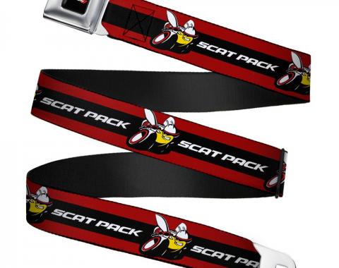 Dodge Red Rhombus Full Color Seatbelt Belt - Dodge SCAT PACK Badge Logo Stripe Red/Black/White Webbing