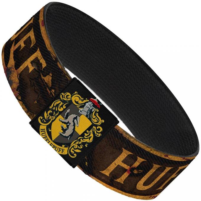 Elastic Bracelet - 1.0" - HUFFLEPUFF Burnt Banner/Patch Gold/Black