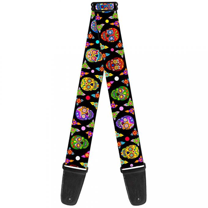 Guitar Strap - Colorful Calaveras Black/Multi Color