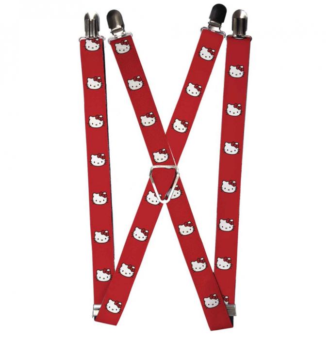 Suspenders - 1.0" - Hello Kitty White Face Red Background
