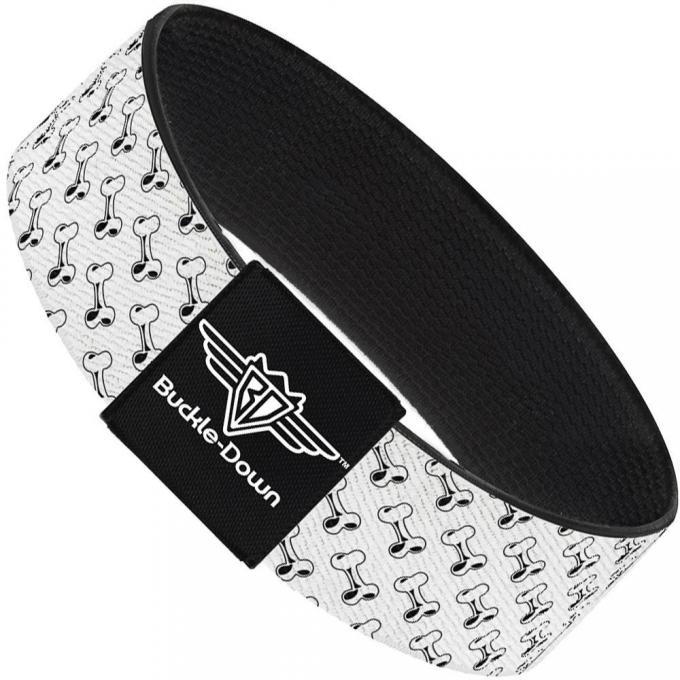 Buckle-Down Elastic Bracelet - Dog Bone White/Black