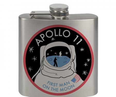 Stainless Steel Flask - 6 OZ - APOLLO 11-FIRST MAN ON THE MOON Black/White/Red/Blues