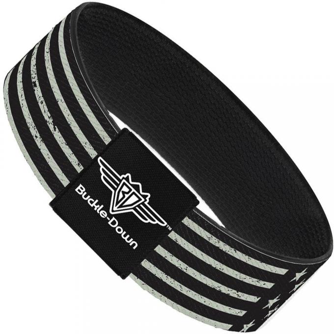 Buckle-Down Elastic Bracelet - Americana Stars & Stripes2 Weathered Black/Gray