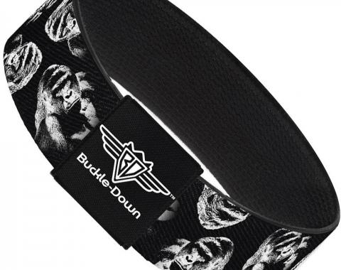 Buckle-Down Elastic Bracelet - Harambe Face Scattered Black/Grays