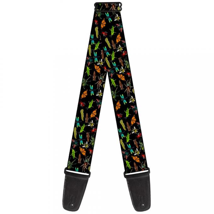 Guitar Strap - Insects Scattered Black