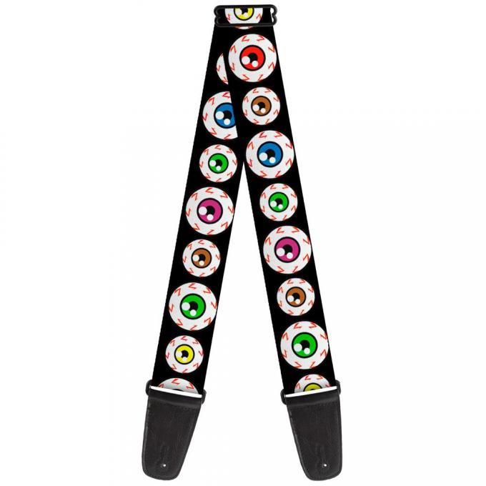 Guitar Strap - Eyeballs Black/Multi Color