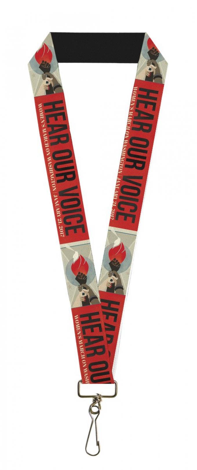 Lanyard - 1.0" - HEAR OUR VOICE-WOMEN'S MARCH 2017/Unity Fist Torch Grays/Blues/Red/Black/White