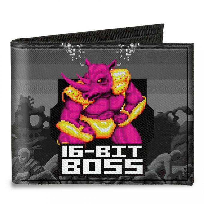 SEGA GENESIS 
Canvas Bi-Fold Wallet - Boss Rhino Neff 16-BIT BOSS + Golden Wolf/Rhino Battle Grays