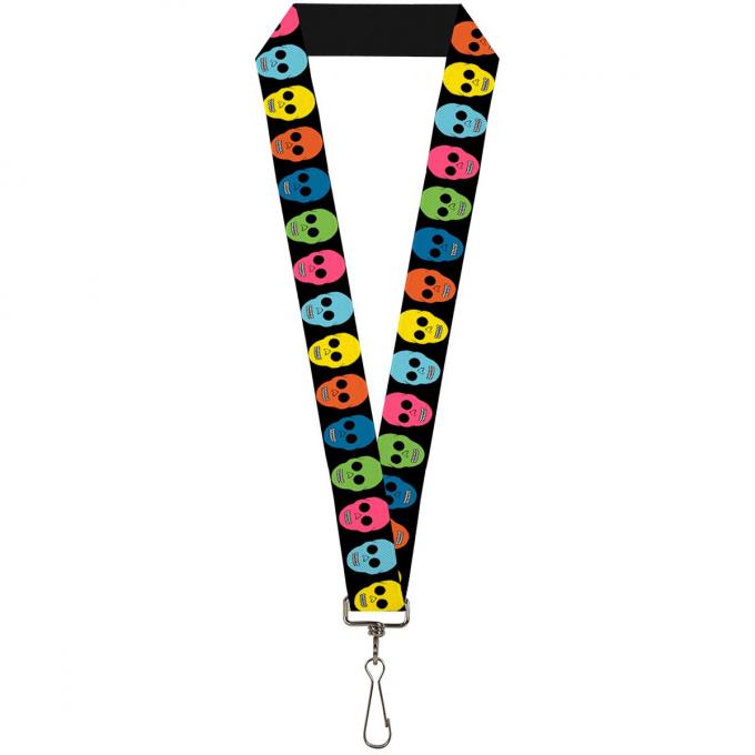 Buckle-Down Lanyard - Skulls Black/Multi Color