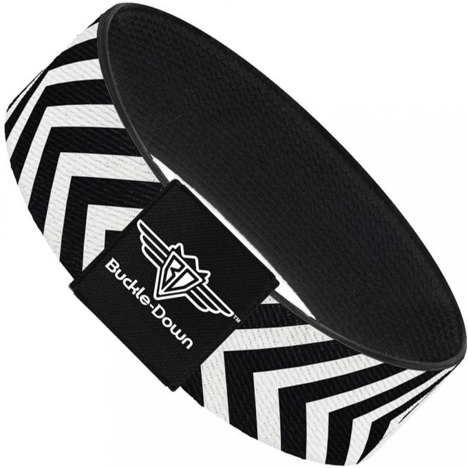 Buckle-Down Elastic Bracelet - Chevron3 White/Black