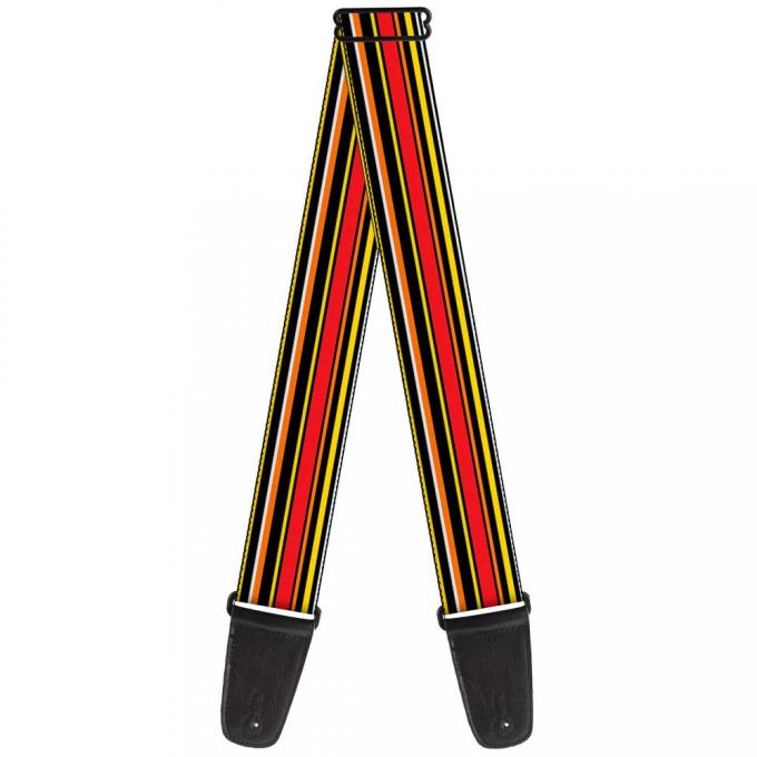 Guitar Strap - Fine Stripes Black/Yellows/Orange/Red/White