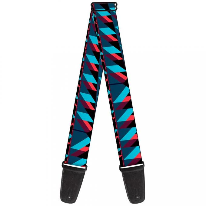 Guitar Strap - Geometric Peaks Blues/Purple/Red